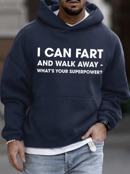 

Men's I Can Fart And Walk Away Funny Graphic Print Text Letters Loose Hoodie Sweatshirt, Dark blue, Hoodies&Sweatshirts