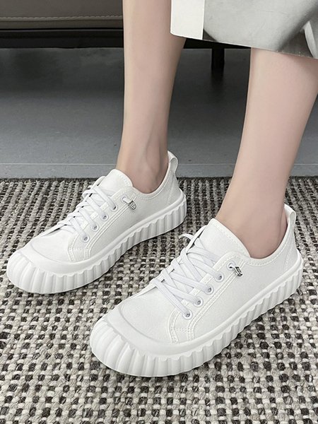 

Plain Casual Slip On Canvas Sneakers, White, Sneakers