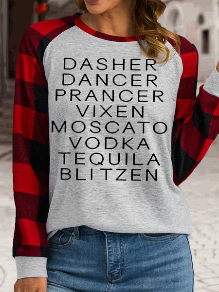 

Women‘s Funny Christmas Alcohol Crew Neck Casual Top, White, Long sleeves