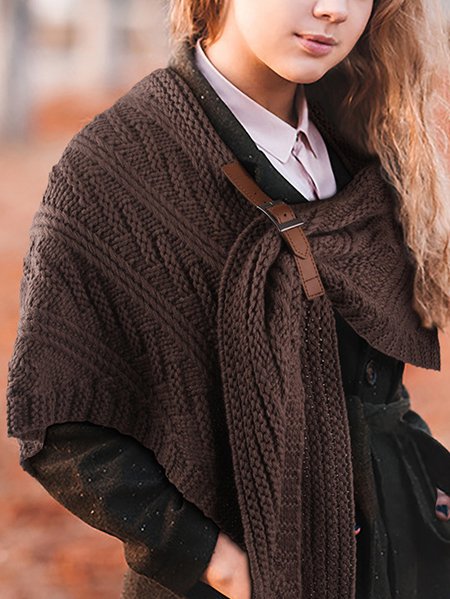 

Wool Solid Color Triangle Scarf Dual-purpose Shawl Neck Autumn Winter Warm Accessories, Coffee, Women Scarves & Shawls