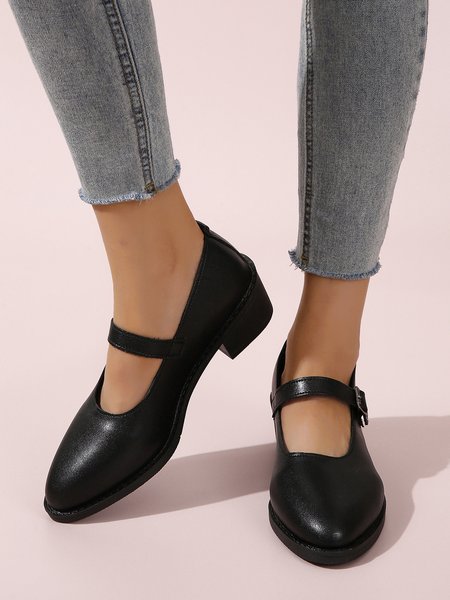 

Black Vintage Chunky Heel Mary Janes, Flats