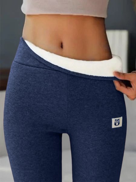 

Casual Fleece Lined High Waist Athletic Tummy Control Stretch Workout Leggings, Blue, Pants
