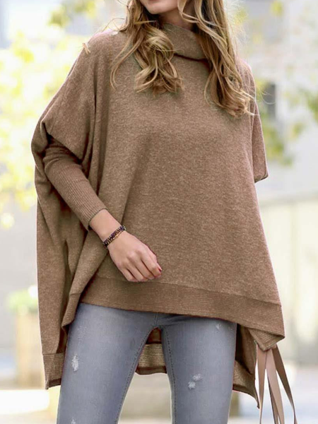 

Wool/Knitting Casual Batwing Sleeve Sweater, Khaki, Sweaters