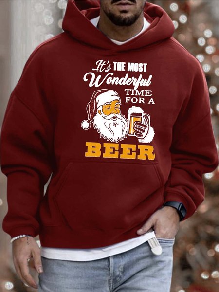

Men’s It’s The Most Wonderful Time For A Beer Hoodie Casual Sweatshirt, Red, Hoodies&Sweatshirts