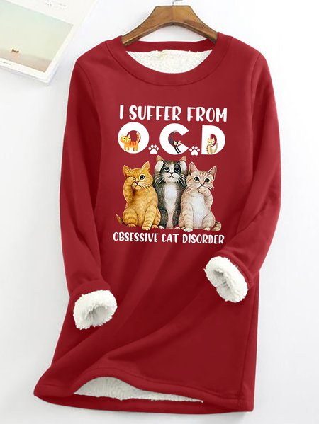 

I Suffer From Ocd Obsessive Cat Disorder Women's Warmth Fleece Sweatshirt, Red, Hoodies&Sweatshirts