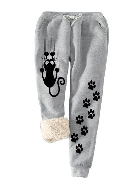 

Casual Animal Cotton-Blend Regular Fit SweatPants, Gray, Pants