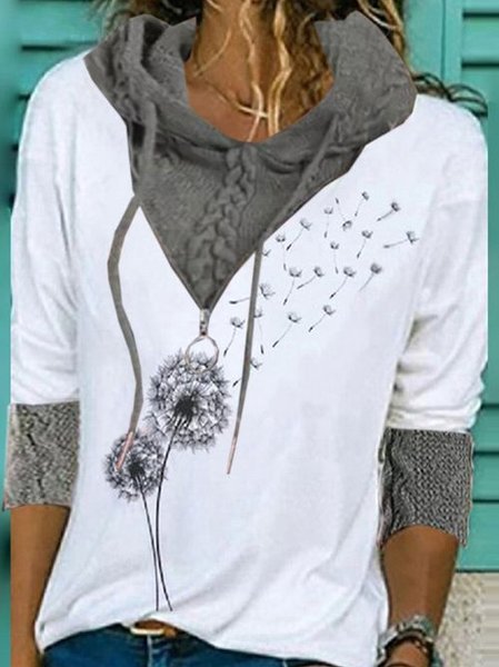 

Casual Turtleneck Regular Fit Top, White, Tops