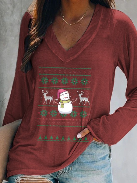 

Regular Fit Casual Christmas T-Shirt, Red, Tops
