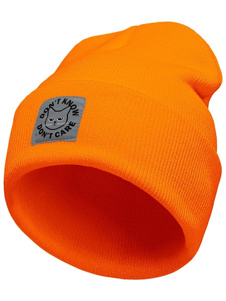 

Don't Know Don't Care Animal Graphic Beanie Hat, Orange, Hats