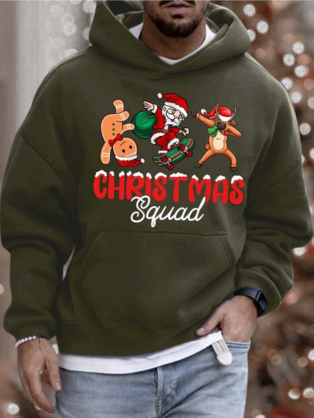 

Men Merry Christmas Santa Claus Text Letters Hoodie Loose Casual Sweatshirt, Army green, Hoodies&Sweatshirts