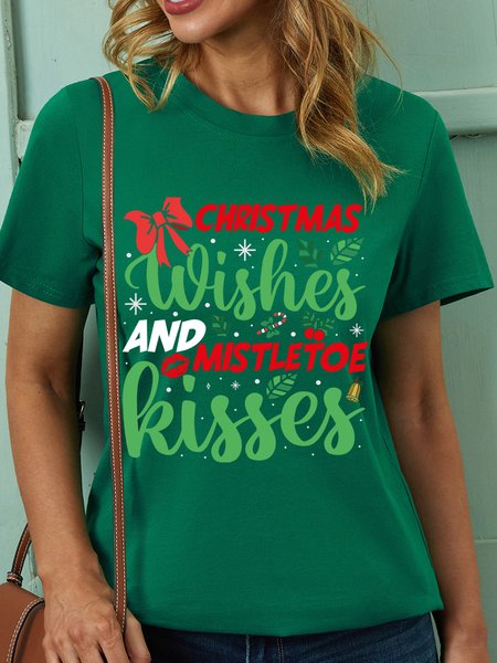 

Lilicloth X Manikvskhan Christmas Wishes And Mistletoe Kisses Women's T-Shirt, Green, T-shirts
