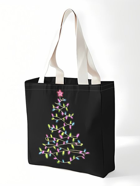 

Light Bulb Christmas Graphic Shopping Tote, As picture, Bags