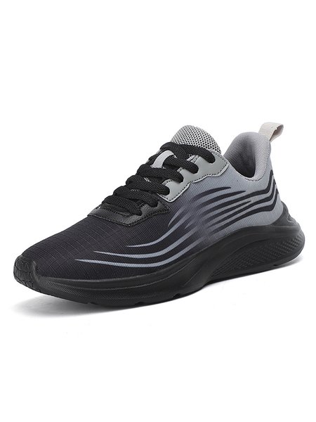 

Women's Comfy Color Block Lace-Up Sports Sneakers, Black-grey, Sneakers