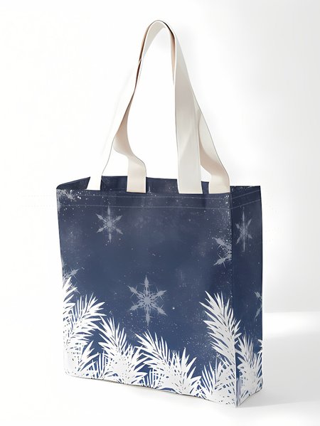 

Snowflakes All Over Print Christmas Graphic Shopping Tote, As picture, Bags