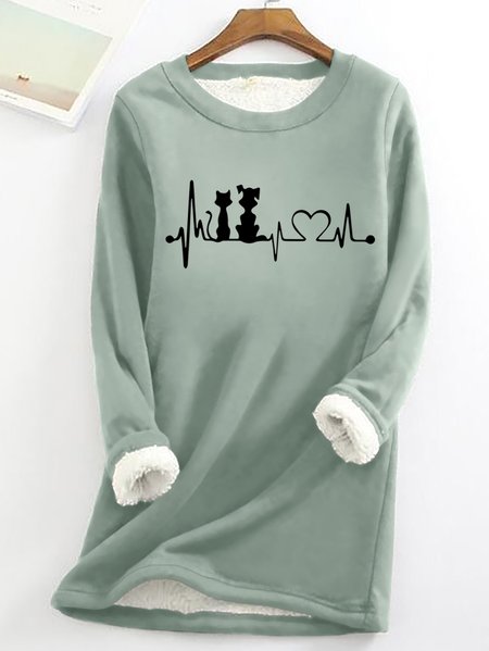 

Cat Dog Silhouette Women's Warmth Fleece Sweatshirt, Green, Hoodies&Sweatshirts