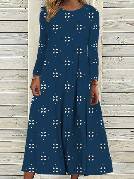 

Casual Regular Fit Floral Dress, Navy blue, Midi Dresses