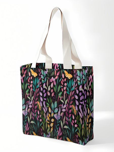 

Butterfly Plant All Over Print Animal Graphic Shopping Tote, As picture, Bags
