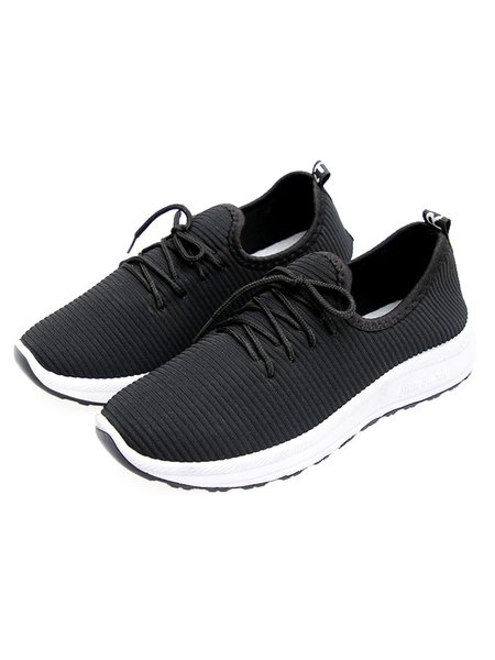 Lightweight Breathable Non-Slip Lace-Up Sneakers, Black, Sneakers
