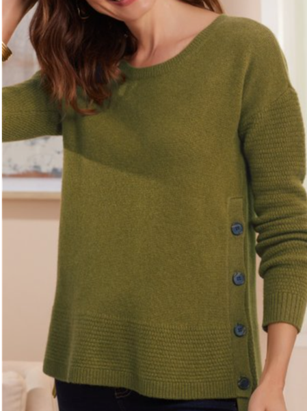 

Casual Crew Neck Plain Regular Fit Sweater, Green, Sweaters & Cardigans