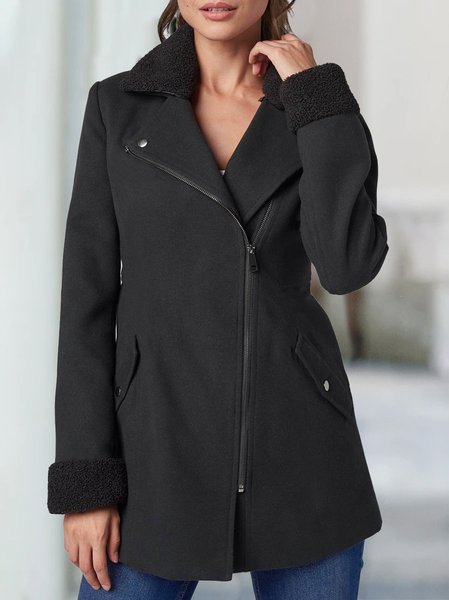 

Plain Casual Shawl Collar Loose Jacket, Black, Outerwear