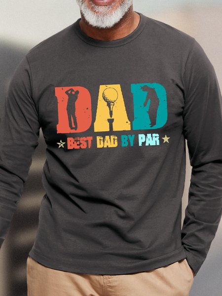 

Funny Dad Shirt Best Dad By Par Mens Long Sleeve T-Shirt, Gray, Long Sleeves