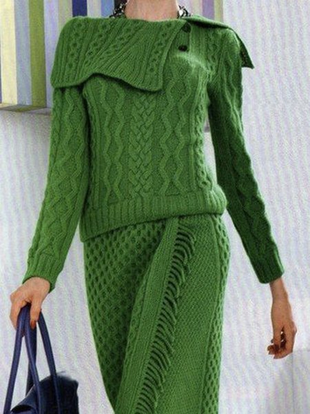 

Urban Regular Fit Plain Long Sleeve Sweater, Green, Pullovers