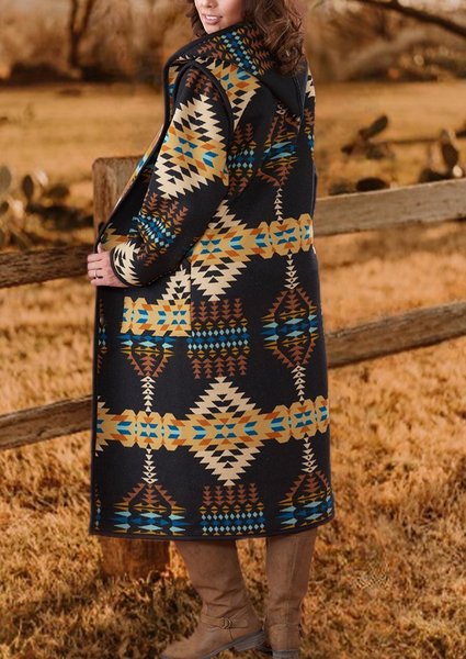 

Boho Hoodie Regular Fit Overcoat, Multicolor, Coats
