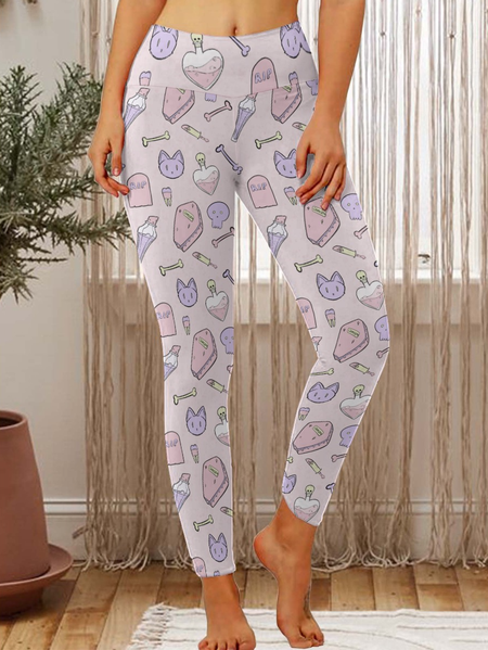 

Lilicloth X Roxy Pastel Goth Cat Womens Tummy Control Legging, As picture, Leggings