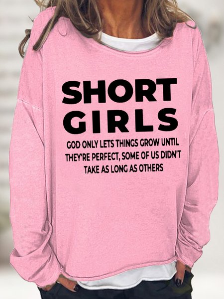 

Women's Short Girls Funny Graphic Print Cotton-Blend Loose Casual Text Letters Sweatshirt, Pink, Hoodies&Sweatshirts
