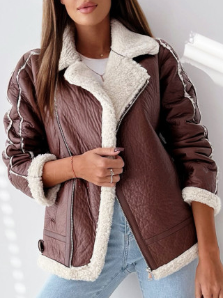 

Fluff/Granular Fleece Fabric Casual Loose Jacket, Coffee, Jackets