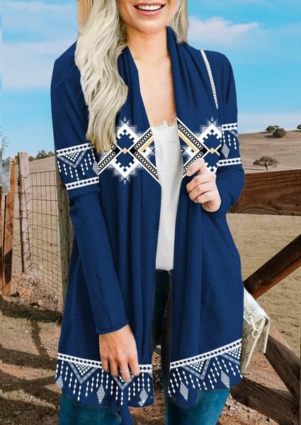 

Casual Loose Ethnic Other Coat, Blue, Outerwear