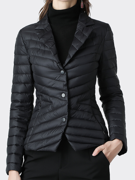 

Lapel Collar Urban Regular Fit Plain Fleece Long sleeve Coat, Black, Others