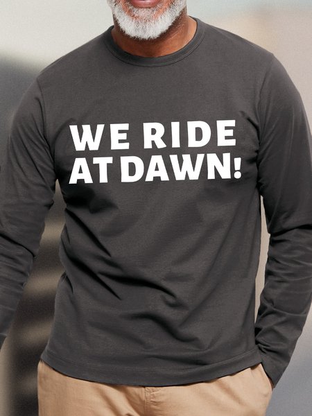 

Lilicloth X Kat8lyst We Ride At Dawn Mens Long Sleeve T-Shirt, Gray, Long Sleeves