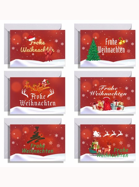 

Merry Christmas 6 pack English & German Christmas Gift Card Sets, Color1, Gift Card