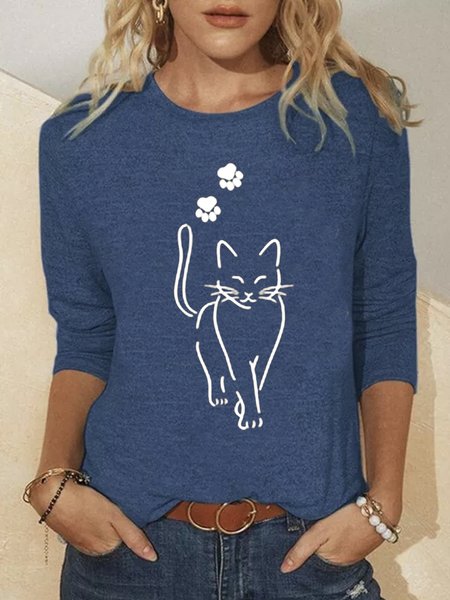 

Loose Jersey Crew Neck T-Shirt, Blue, T-Shirts