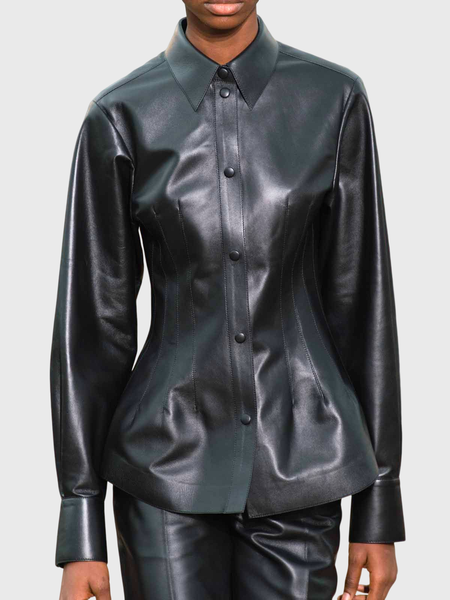 

Long sleeve Daily Urban Plain Shirt Collar Jacket, Black, Jackets