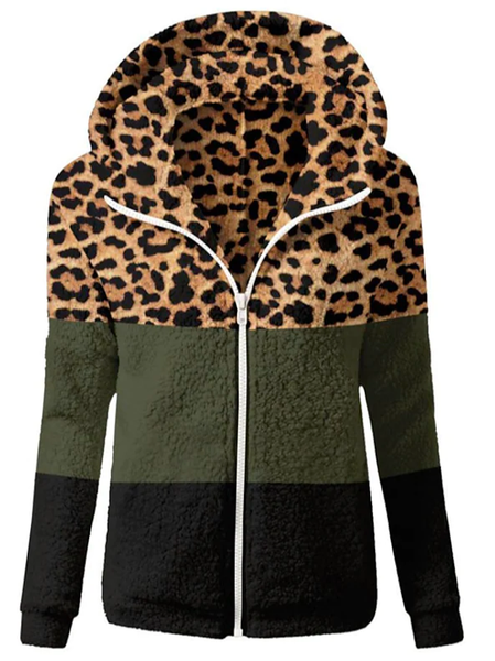 

Color Block Hoodie Casual Loose Jacket, Green, Jackets