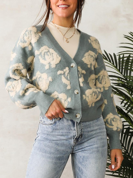 

Casual Knitting Stand Collar Sweater Coat, Multicolor, Cardigans