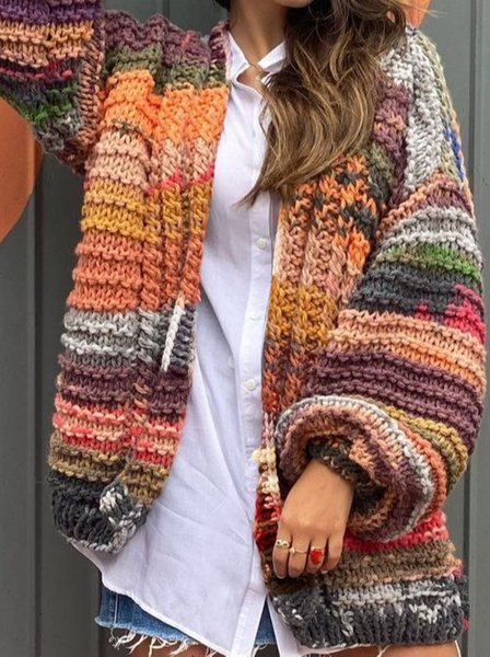 

Wool/Knitting Loose Casual Sweater Coat, Multicolor, Sweaters