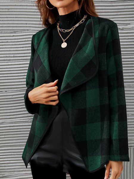 

Urban Cross Neck Plaid Blazer, Green, Outerwear
