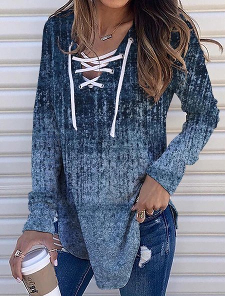 

Casual V Neck Regular Fit Ethnic Top, Blue, Tops