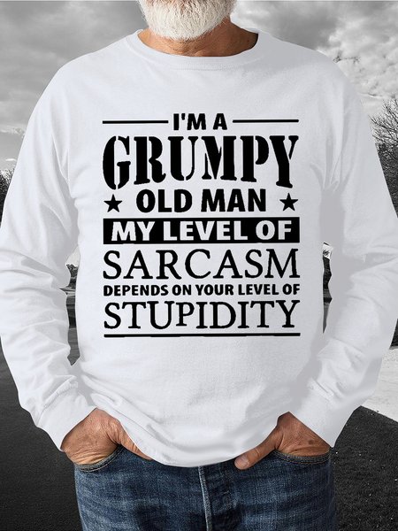 

Men's I Am Grumpy Old Man Funny Graphics Print Cotton-Blend Text Letters Crew Neck Casual Sweatshirt, White, Hoodies&Sweatshirts