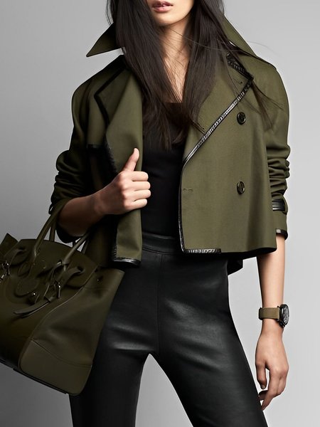 

Split Joint Urban Color Block Lapel Collar Jacket, Green, Jackets