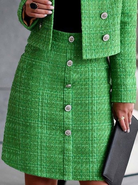 

High Waist Daily Elegant Plain Regular Fit Skirt, Green, Skirts