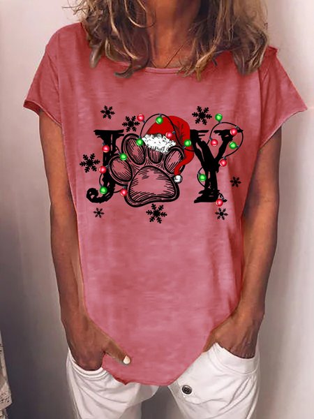 

Joy Paw With Christmas Hat Womens T-Shirt, Red, T-shirts