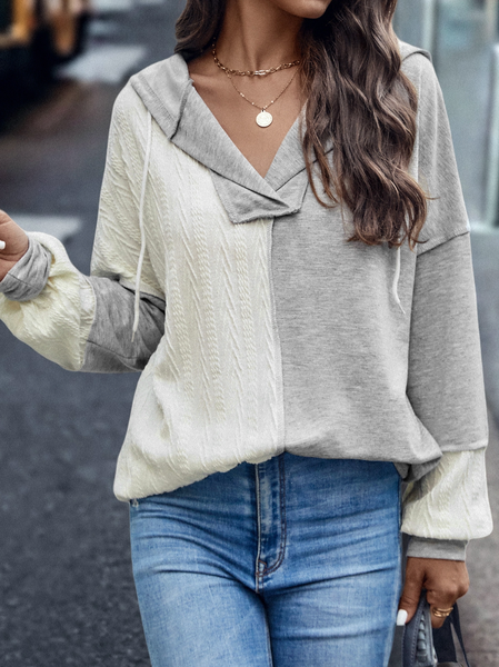 

Casual Color Block Loose Sweatshirt, Apricot, Hoodies & Sweatshirts