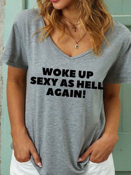 

Lilicloth X Kat8lyst Woke Up Sexy As Hell Again Womens T-Shirt, Gray, T-shirts