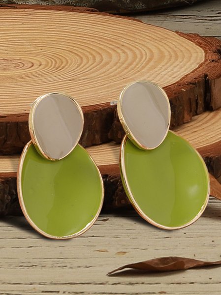 

Simple Green Geometric Earrings Daily Matching Clothes Jewelry, Earrings