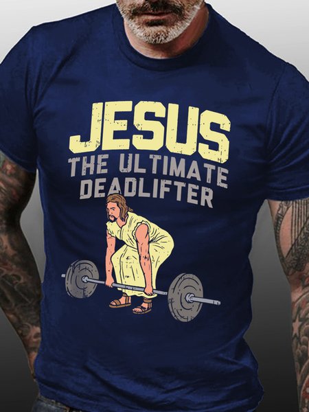 

Jesus The Ultimate Deadlifter Mens T-Shirt, Purplish blue, T-shirts