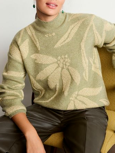 

Stand Collar Regular Fit Knitting Casual Sweater, Multicolor, Sweaters